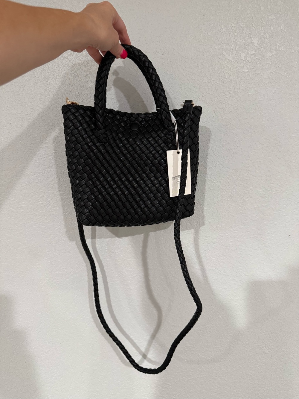 Moda Luxe Leanna Vegan Leather Woven Crossbody Bag - Black